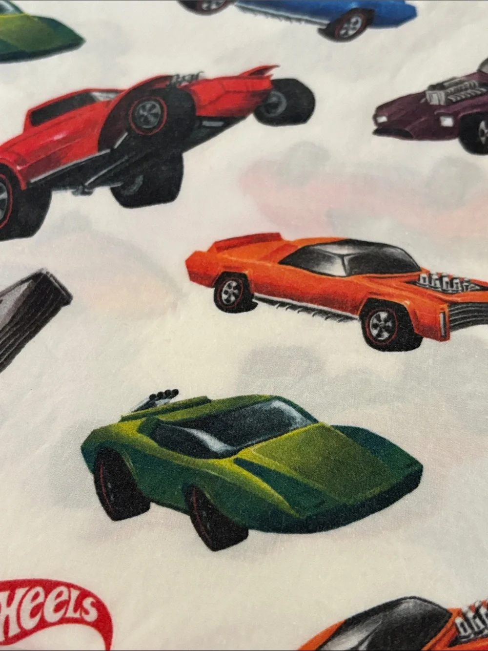 🍓 POTTERY BARN KIDS HOT WHEELS sports car muscle car TWIN FLAT SHEET